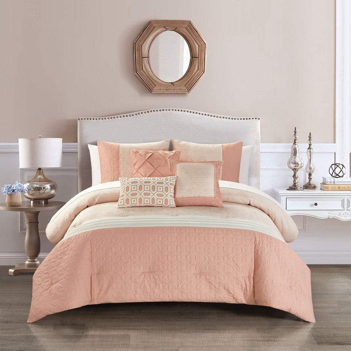 Chic Home Imani 10 Piece Jacquard Comforter Set Blush