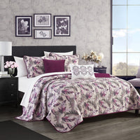 Chic Home Ipanema 9 Piece Floral Quilt Set Purple
