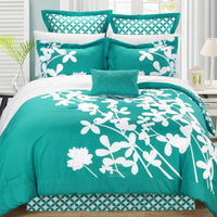 Chic Home Iris 11 Piece Floral Comforter Set Turquoise