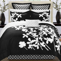 Chic Home Iris 7 Piece Floral Comforter Set Black