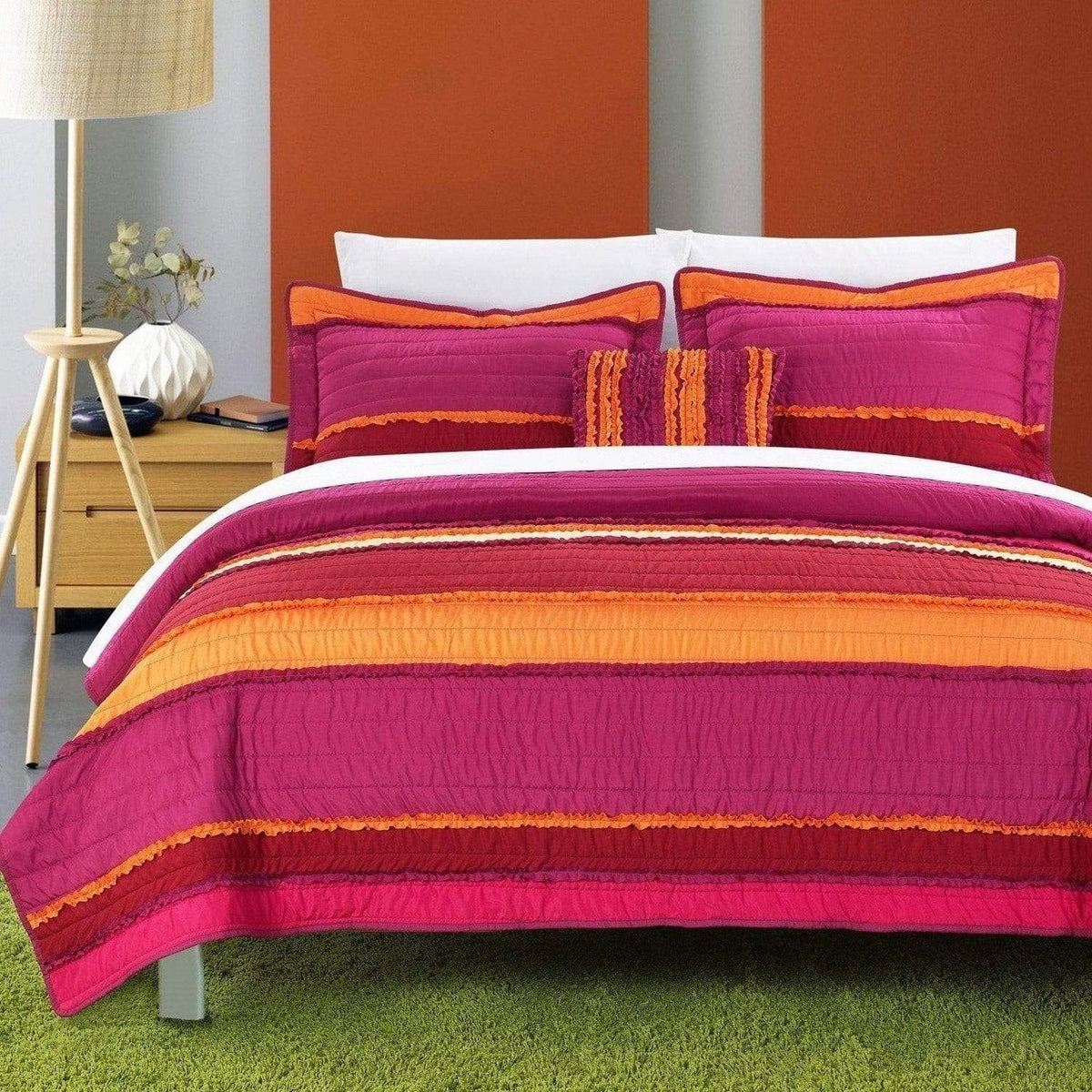 Chic Home Italica 4 Piece Pleated Quilt Set 