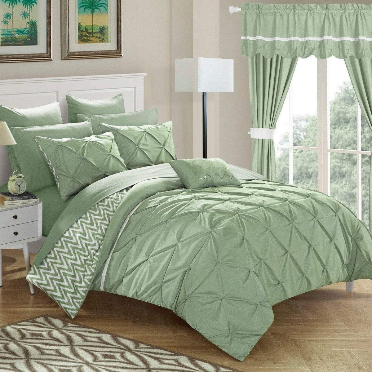 Chic Home Jacksonville 20 Piece Reversible Comforter Set Green
