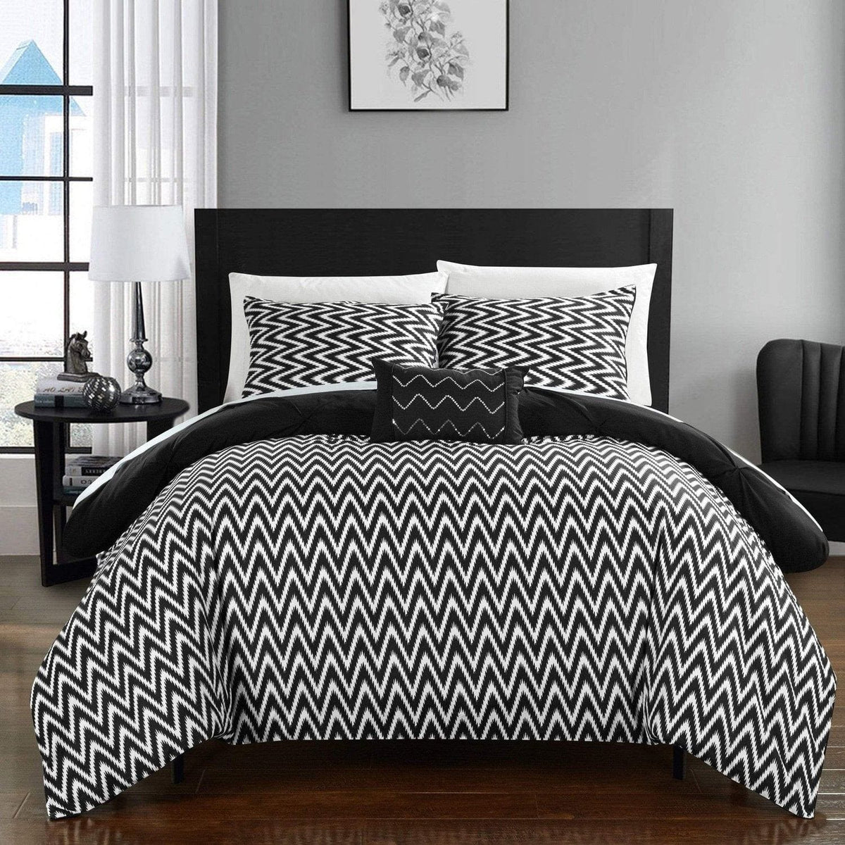 Chic Home Jacky 4 Piece Reversible Comforter Set 
