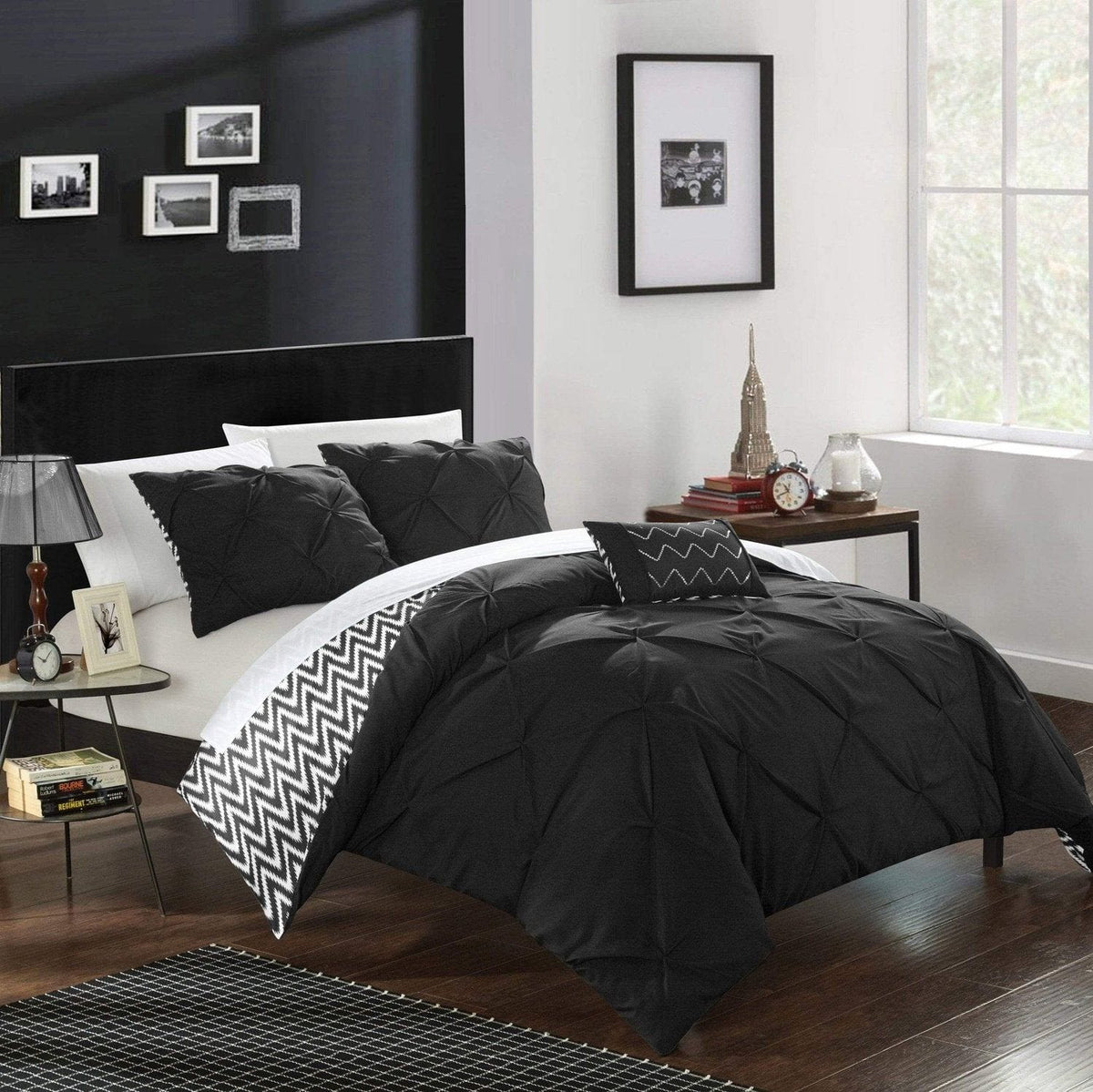 Chic Home Jacky 8 Piece Reversible Comforter Set Black