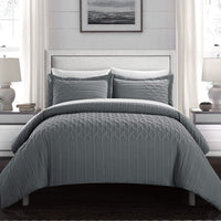 Chic Home Jazmine 3 Piece Embossed Comforter Set Grey