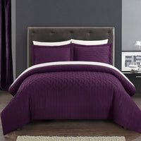Chic Home Jazmine 3 Piece Embossed Comforter Set Plum