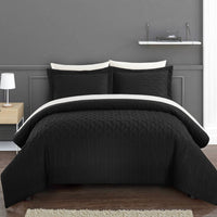 Chic Home Jazmine 7 Piece Embossed Comforter Set Black