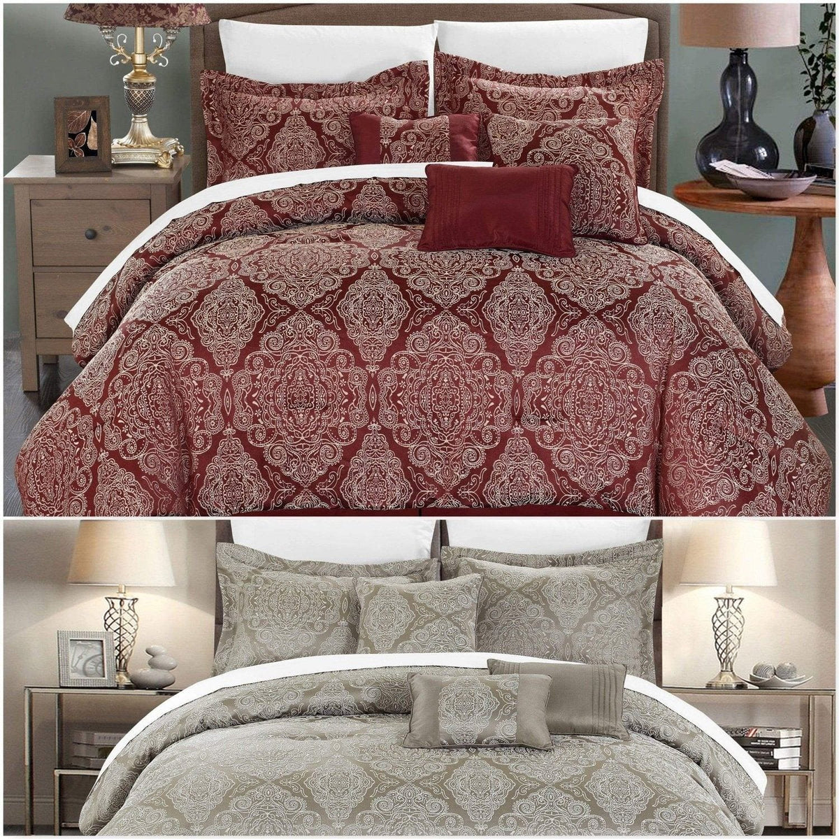 Chic Home Jessica 11 Piece Jacquard Comforter Set 