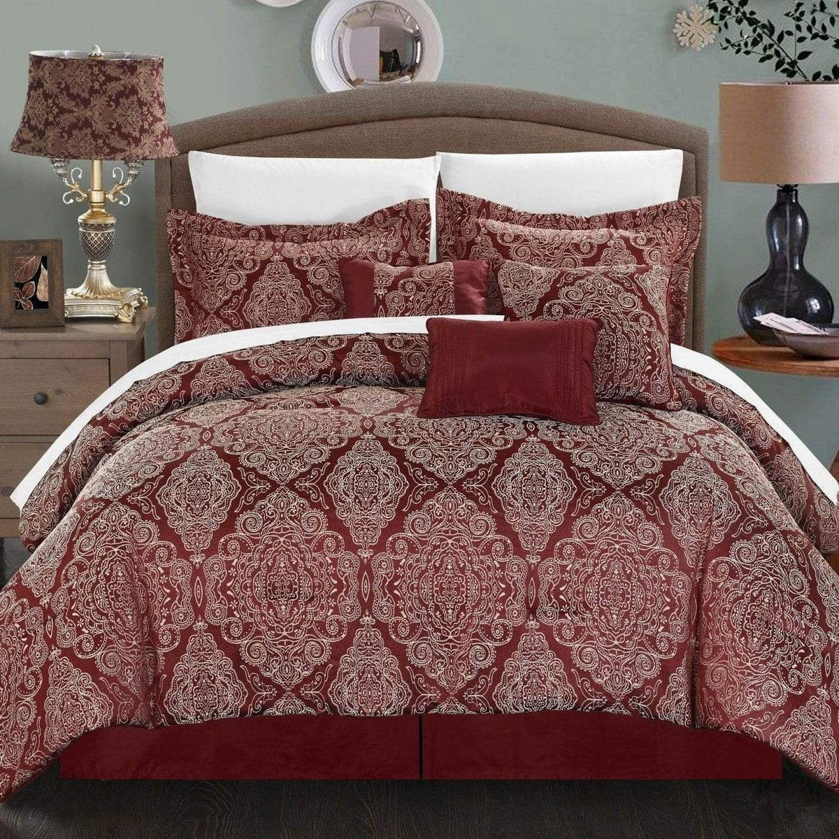 Chic Home Jessica 11 Piece Jacquard Comforter Set 