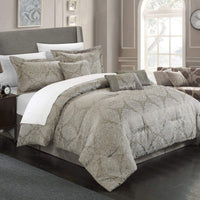 Chic Home Jessica 11 Piece Jacquard Comforter Set Grey