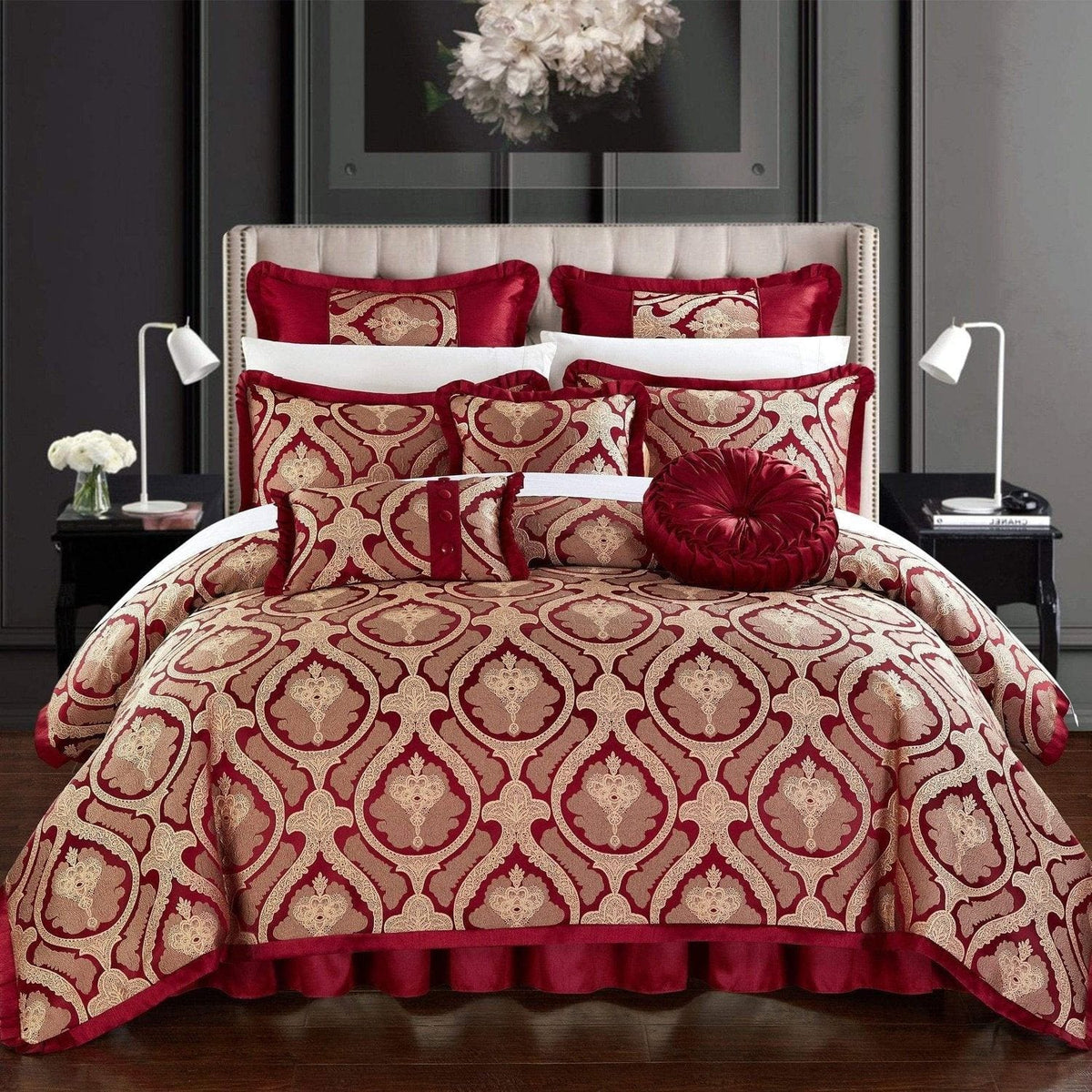 Chic Home Jodamo 9 Piece Jacquard Comforter Set Red