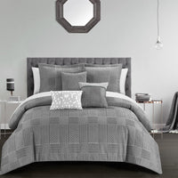 Chic Home Jodie 6 Piece Chenille Comforter Set Grey