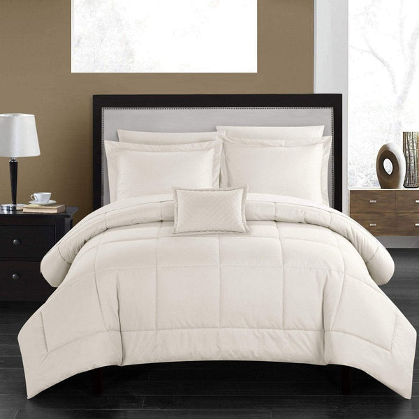 Chic Home Jordyn 8 Piece Stitched Comforter Set Beige