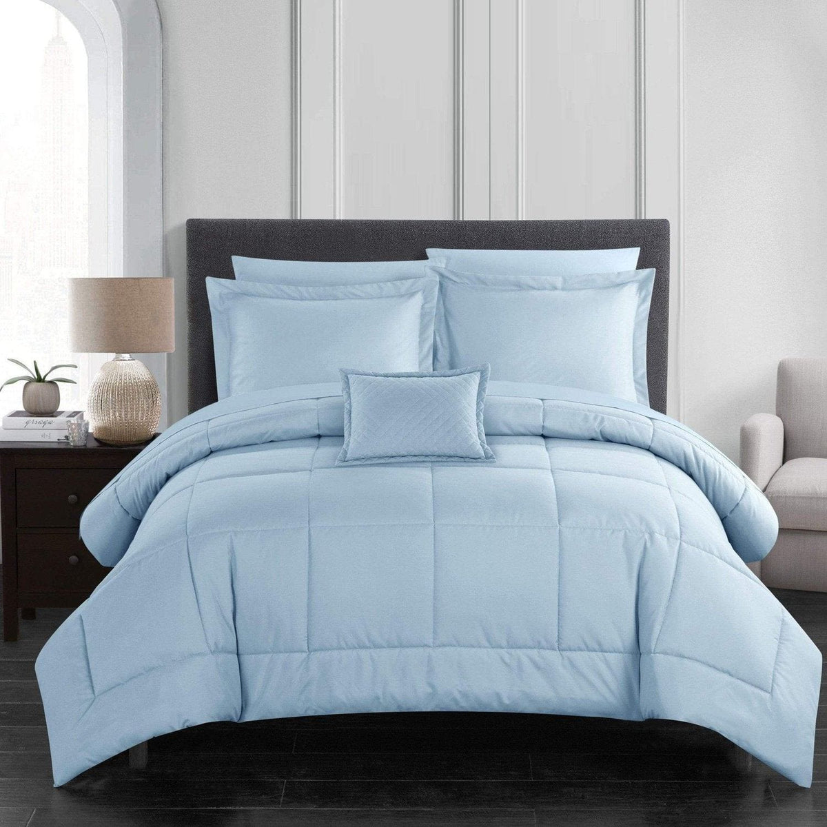 Chic Home Jordyn 8 Piece Stitched Comforter Set Blue