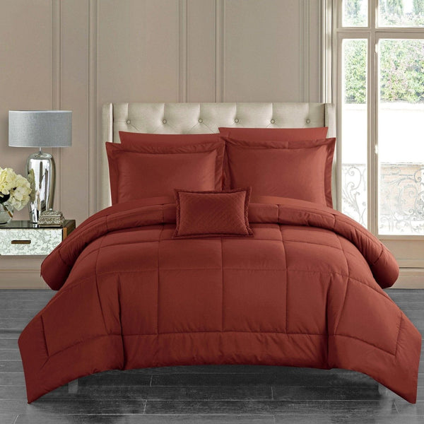 Chic Home Jordyn 8 Piece Stitched Comforter Set Brick