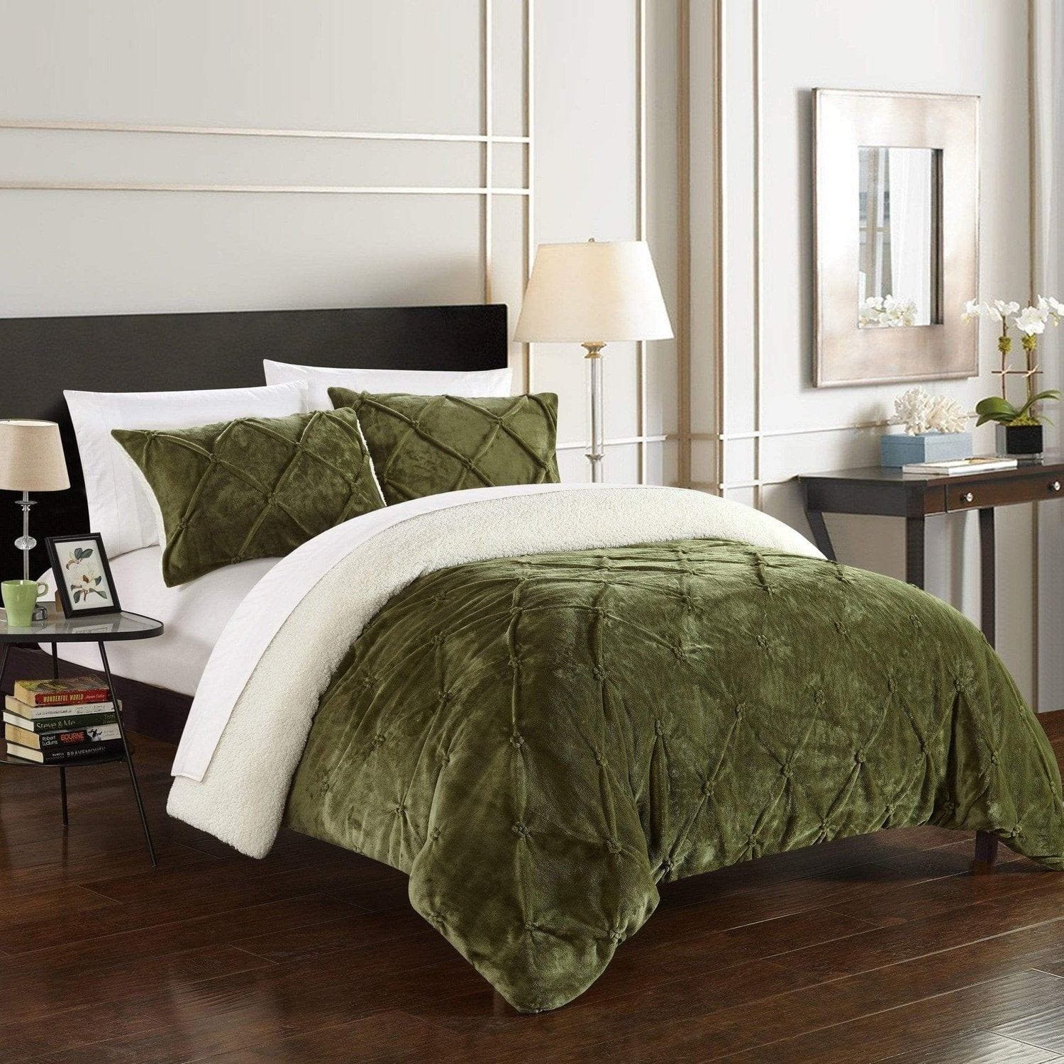 Chic Home Josepha 3 Piece Pinch Pleat Sherpa Comforter Set Bedding Chic Home Distribution LLC