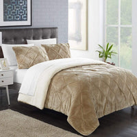 Chic Home 3-Piece Tirina Pleated Pin tuck Reversible Duvet Set Beige King,  King - Fry's Food Stores