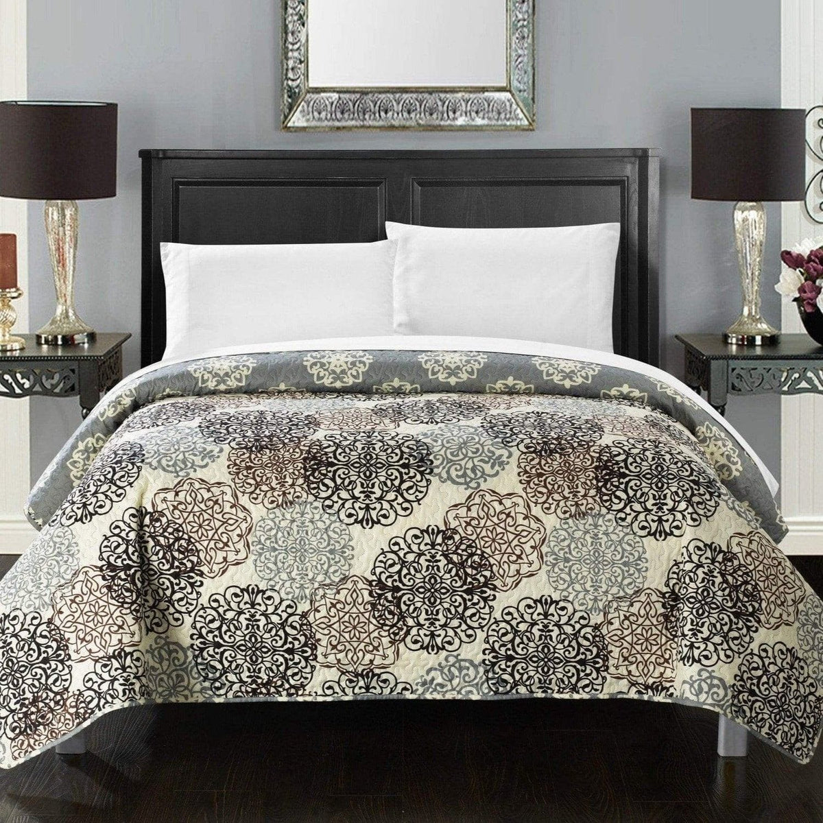 Chic Home Judith 5 Piece Boho Quilt Set Beige