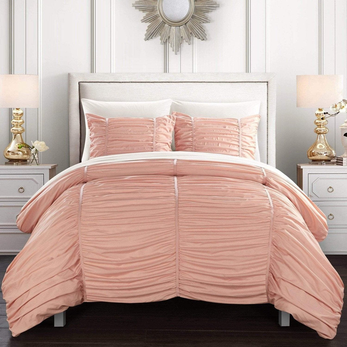 Chic Home Kaiah 3 Piece Striped Comforter Set Coral