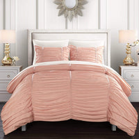 Chic Home Kaiah 3 Piece Striped Comforter Set Coral