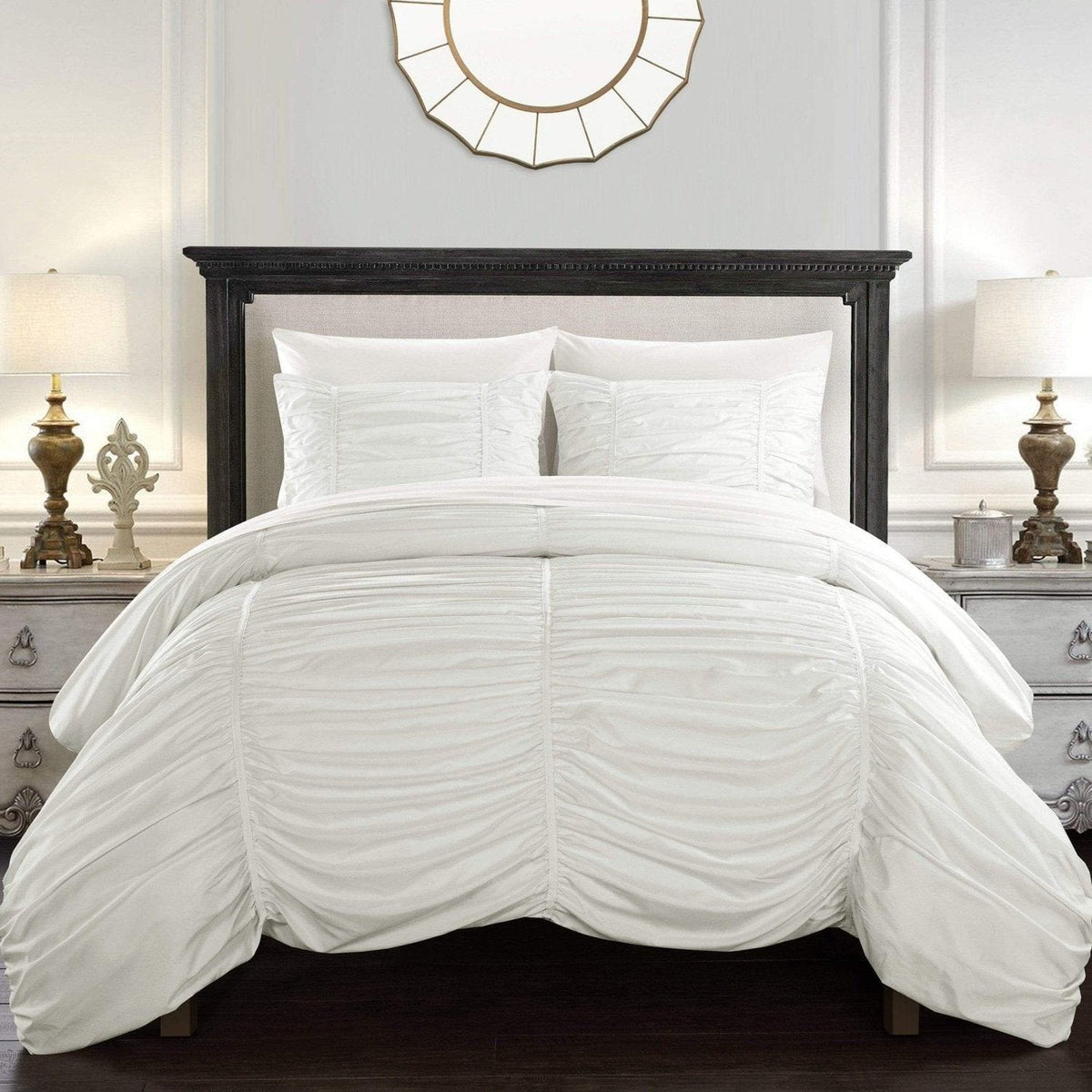 Chic Home Kaiah 3 Piece Striped Comforter Set White