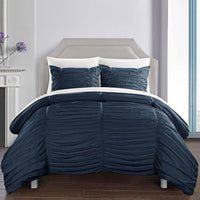 Chic Home Kaiah 7 Piece Striped Comforter Set Navy