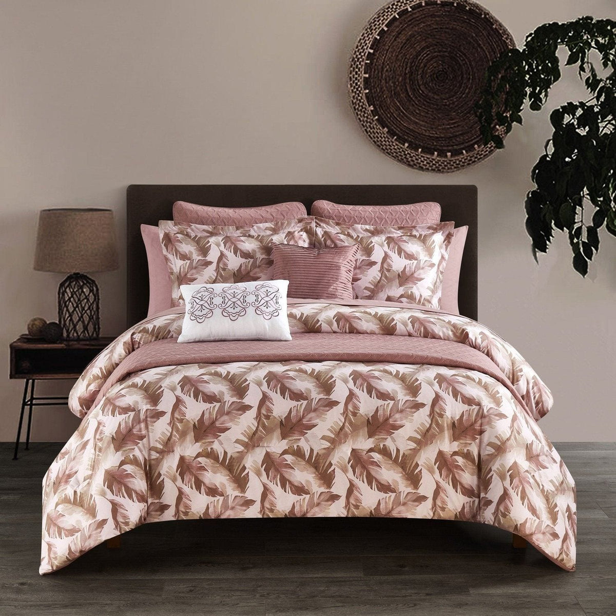 Chic Home Kala 12 Piece Floral Comforter and Quilt Set Blush