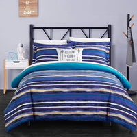 Chic Home Karan 4 Piece Striped Duvet Cover Set Blue