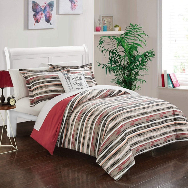 Chic Home Karan 8 Piece Striped Duvet Cover Set 