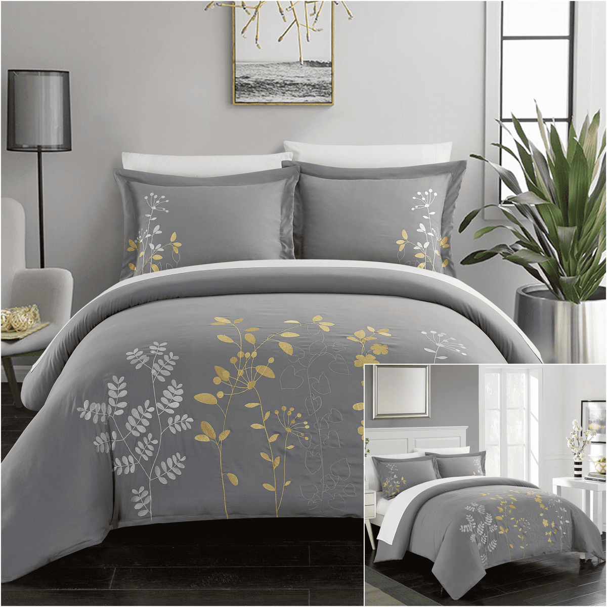 Chic Home Kaylee 7 Piece Floral Duvet Cover Set 