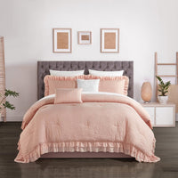 Chic Home Kensley 5 Piece Crinkle Comforter Set Blush