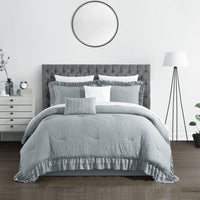 Chic Home Kensley 5 Piece Crinkle Comforter Set Grey