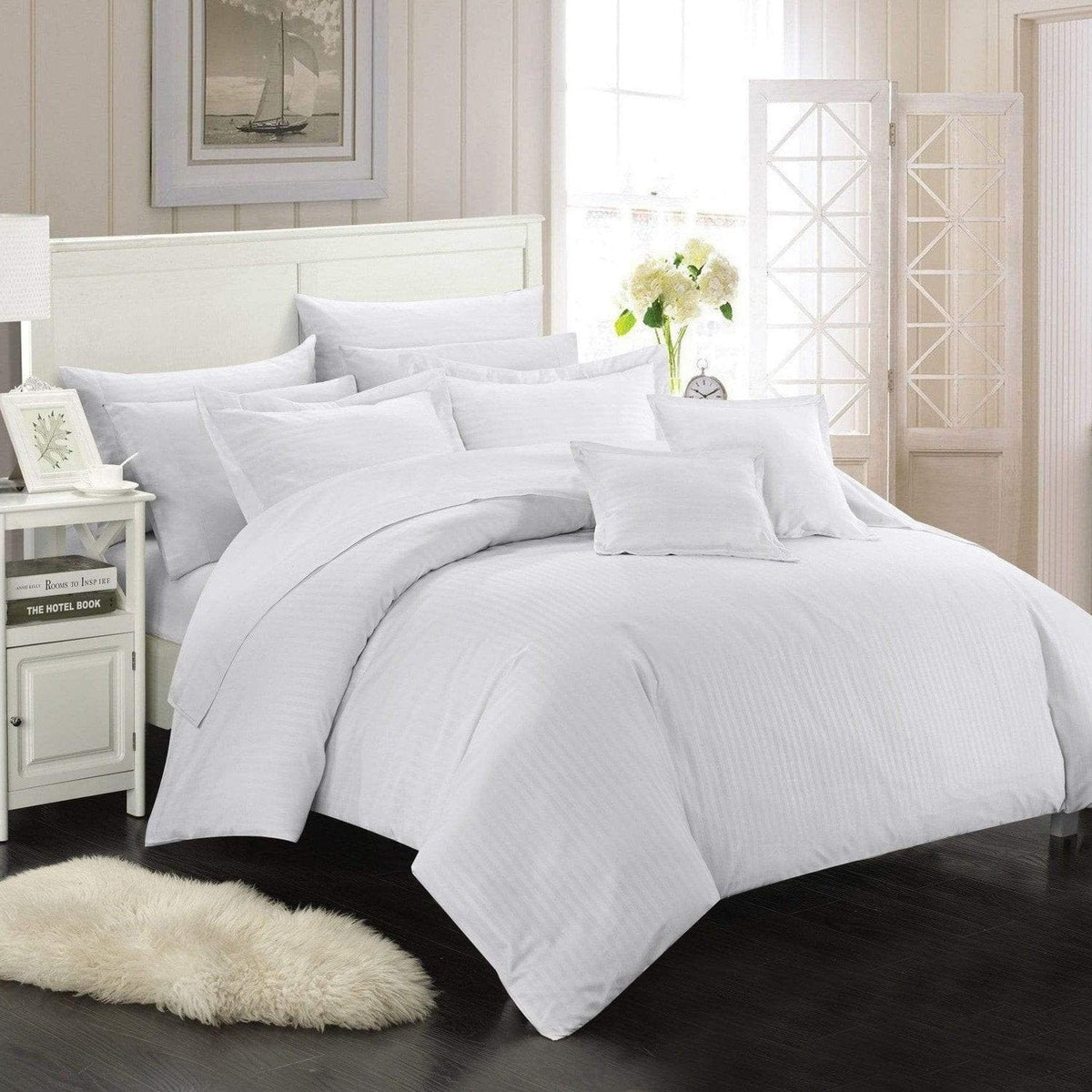 Chic Home Khaya 11 Piece Jacquard Comforter Set White
