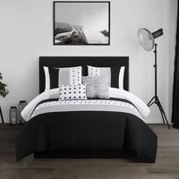 Chic Home Lainy 5 Piece Pleated Comforter Set Black