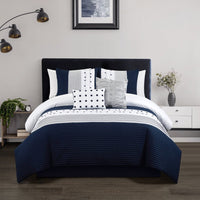 Chic Home Lainy 5 Piece Pleated Comforter Set Navy
