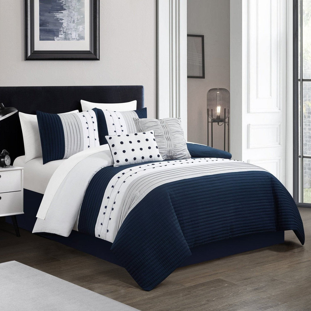 Chic Home Lainy 9 Piece Pleated Comforter Set 