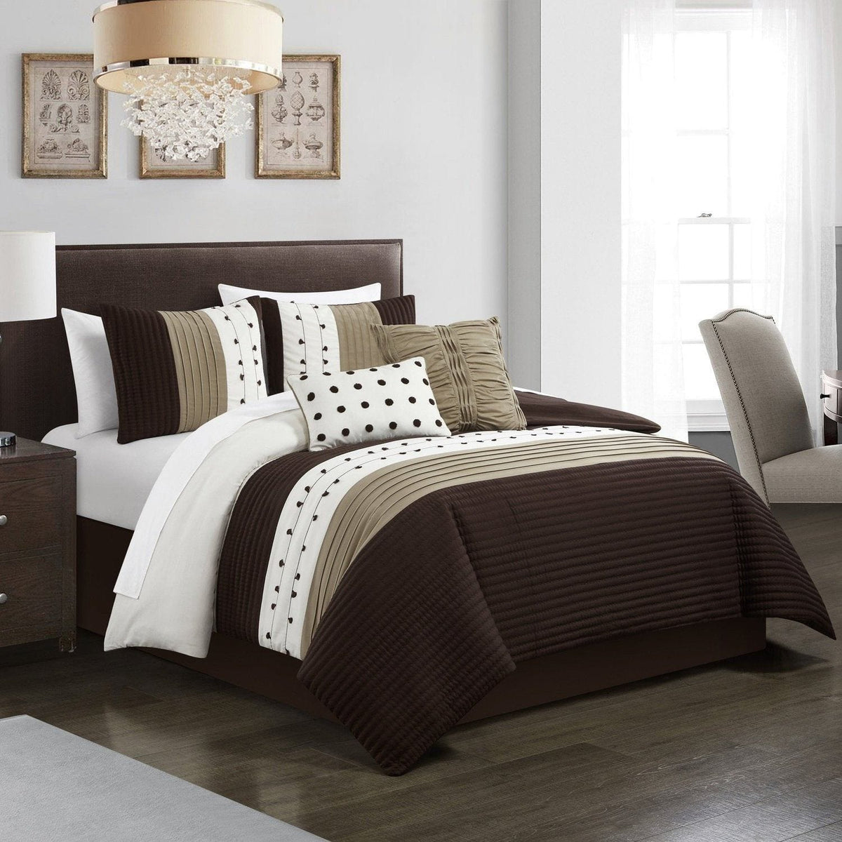 Chic Home Lainy 9 Piece Pleated Comforter Set 