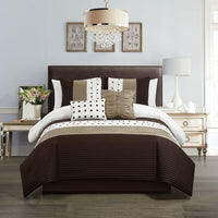 Chic Home Lainy 9 Piece Pleated Comforter Set Brown