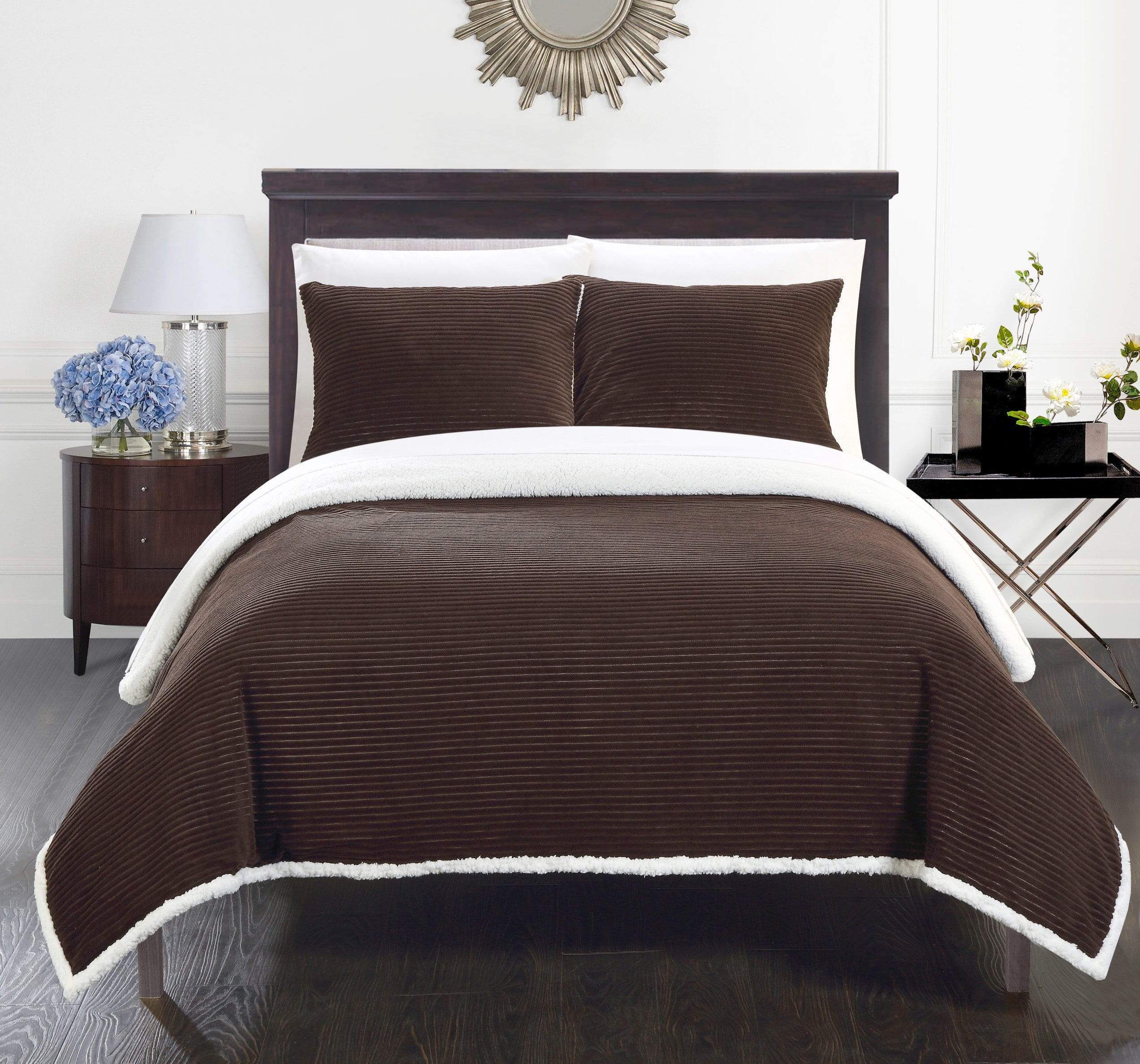 chic home Lancy Blanket 3 Piece Set Ultra Plush Micro Mink Sherpa Lined Textured Bedding
