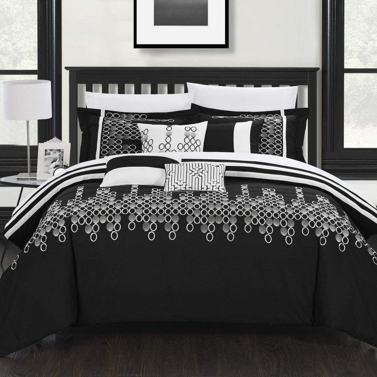 Chic Home Lauren 12 Piece Embroidered Comforter Set Black