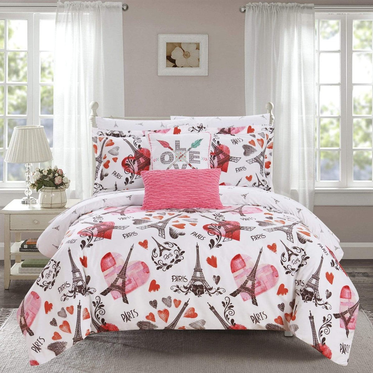 Chic Home Le Marias 9 Piece Reversible Comforter Set Pink