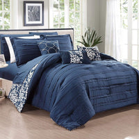 Chic Home Lea 10 Piece Reversible Comforter Set Navy