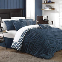 Chic Home Lessie 7 Piece Reversible Comforter Set Navy