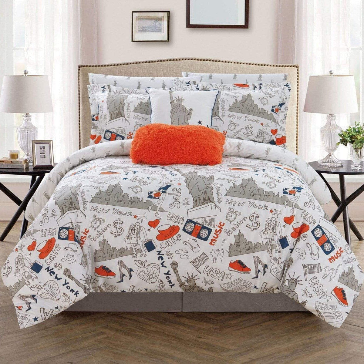Chic Home Liberty 9 Piece Reversible Comforter Set Navy