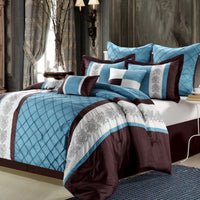 Chic Home Livingston 8 Piece Floral Comforter Set Blue