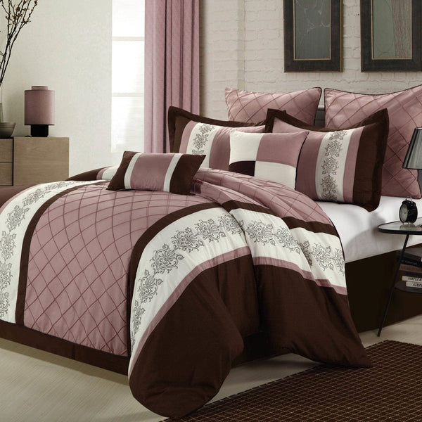 Chic Home Livingston 8 Piece Floral Comforter Set Rose