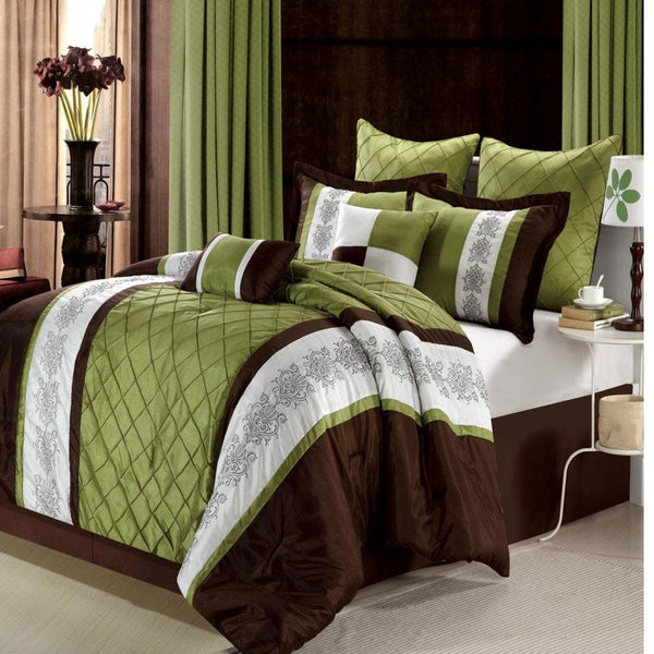 Chic Home Livingston 8 Piece Floral Comforter Set Sage