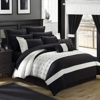 Chic Home Lorde 25 Piece Color Block Comforter Set Black
