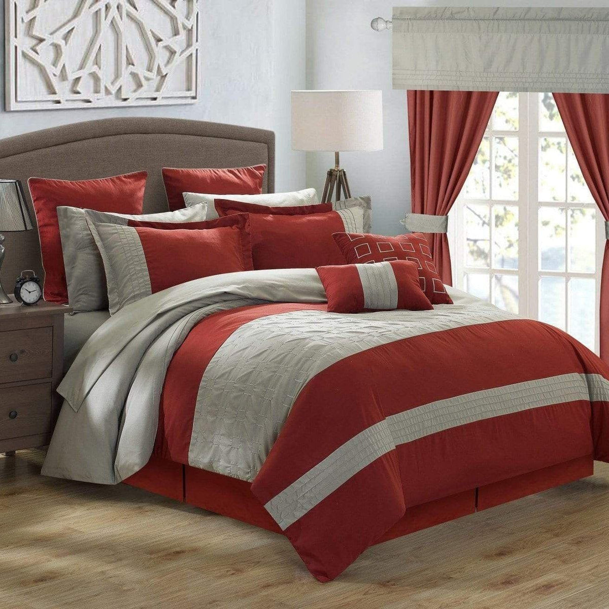 Chic Home Lorde 25 Piece Color Block Comforter Set Grey