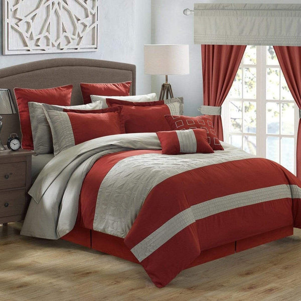 Chic Home Lorde 25 Piece Color Block Comforter Set Grey